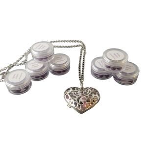 Heart-Shaped Diffuser Necklace Locket, Assorted Scent Spheres Aromatherapy Beads